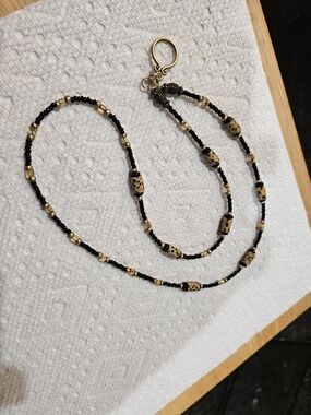 Black and Gold Beaded Necklace for Women